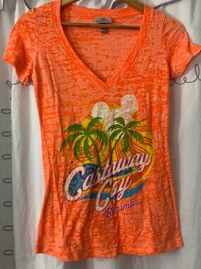 Disney Cruise Line Castaway Cay Bahamas Shirt Mickey Mouse Orange Small